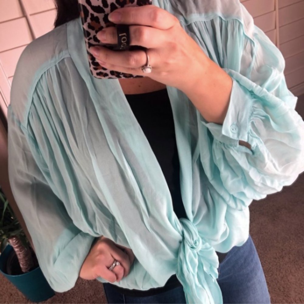 Young Fabulous & Broke Sheer Tie Front Blouse